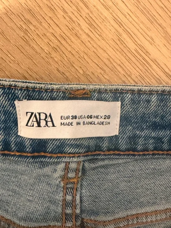 Zara Light Blue Denim Shorts with Contrast Stitching Daisy dukes - Picture 3 of 3